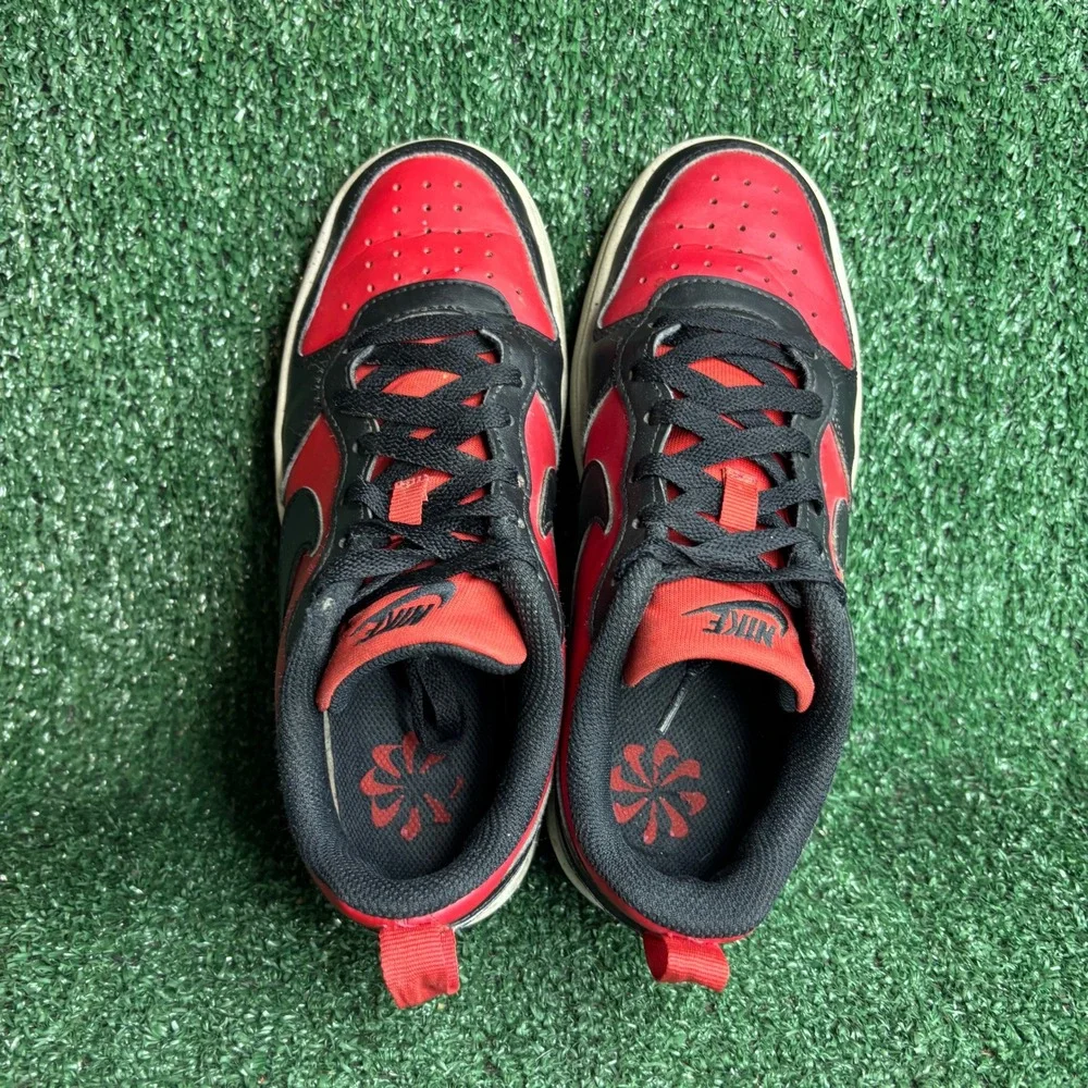 Nike Court Borough Low Recraft Older Kids Basketball Sneakers Red Black Youth 5Y